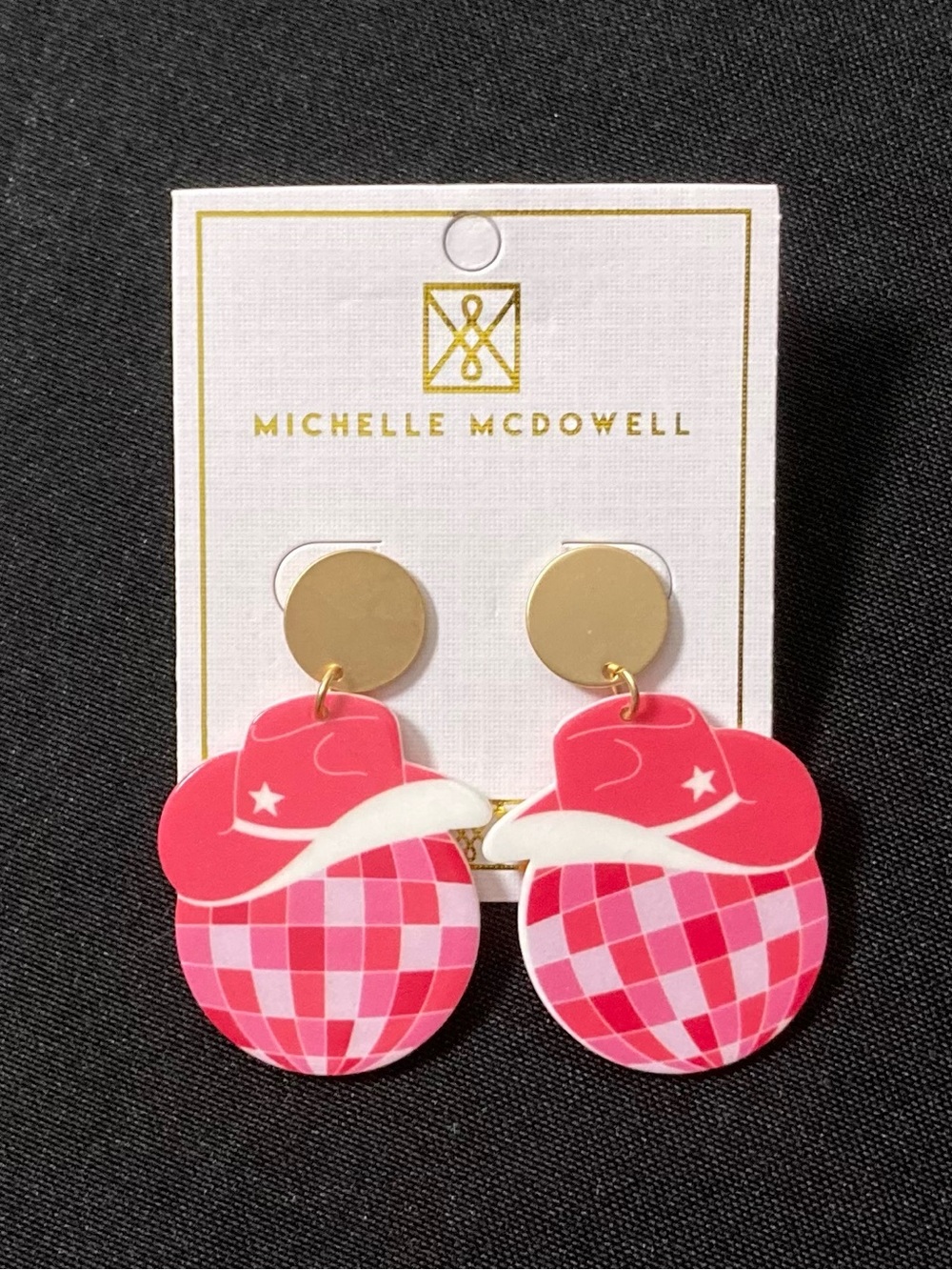 ⭐️ Michelle McDowell Cowgirl Disco Pink Acrylic Earrings